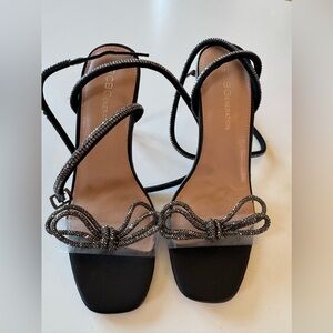 LARA Black and Silver Strappy Sandals